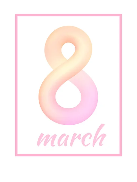 March 8 from light pink colored abstract rounded line — Stock Vector