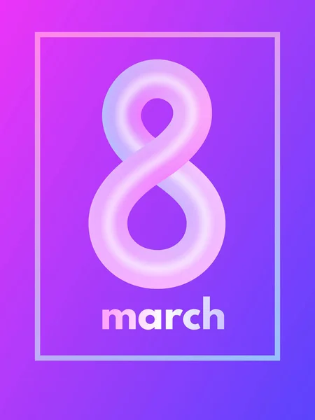 8 mars från violett neon rundad färgade abstrakt linje — Stock vektor