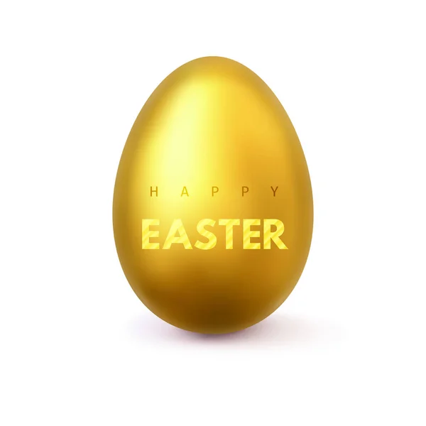 Happy Easter gold realistic easter egg — Stock Vector