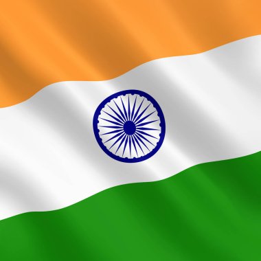 Sıvı bir dalga veya dalgalı kıvrımları ile lüks kumaştan Hindistan bayrağı