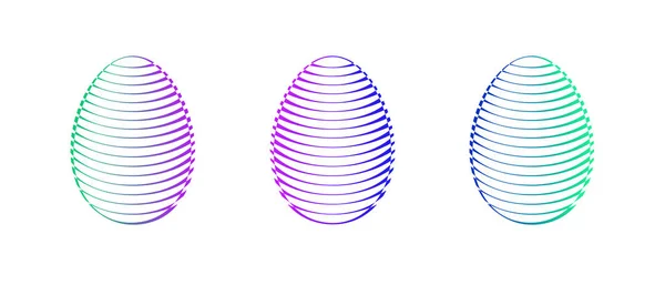 Oeufs de Pâques mis icônes colorées simples sur fond blanc — Image vectorielle