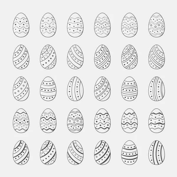 Conjunto de iconos de bocetos de huevos de Pascua — Vector de stock