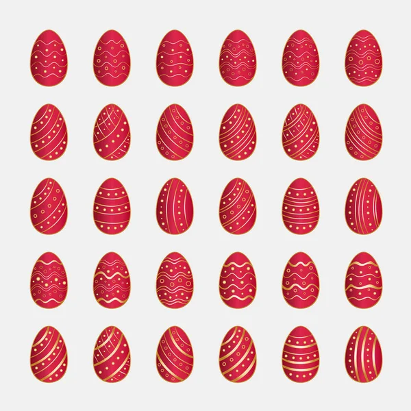 Icons set of red Easter eggs — Stock Vector