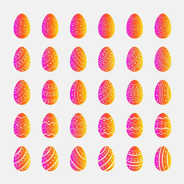 Icons set of pink and orange Easter eggs — Stock Vector