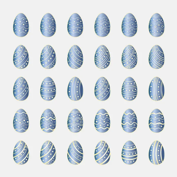 Conjunto de iconos de huevos de Pascua dorados — Vector de stock