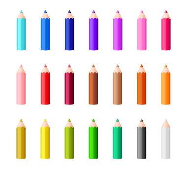 Gökkuşağı renkli kalemler artı siyah ve beyaz büyük koleksiyonu