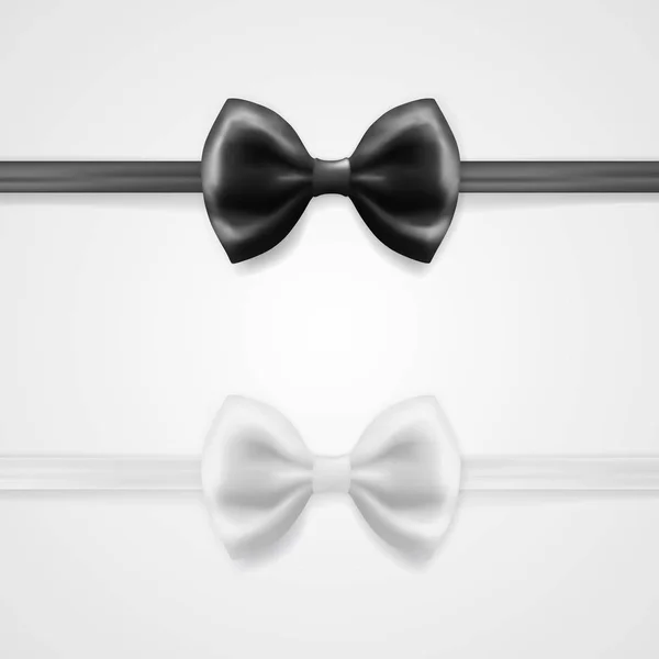 Realistic black and white bow tie — Stock Vector