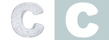 Buz Alfabesi. Büyük harf C beyaz izole