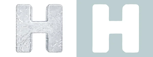 Alfabeto del ghiaccio. Lettera maiuscola H isolata su bianco — Foto Stock