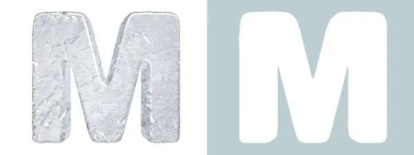 Ice Alphabet. Capital letter M isolated on white — Stock Photo, Image