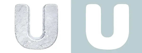 Ice Alphabet. Capital letter U isolated on white — Stock Photo, Image