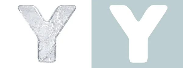Alfabeto del ghiaccio. Lettera maiuscola Y isolata su bianco — Foto Stock