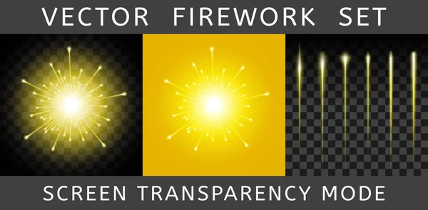 Vector Bright Colorful Yellow Firework — Stock Vector