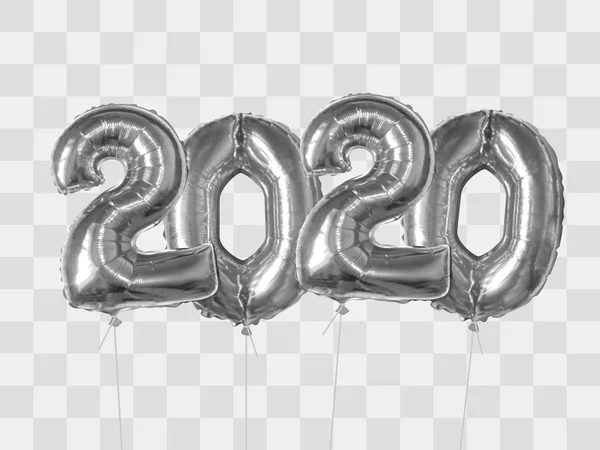 Zilver folie ballonnen nummer 2020 — Stockvector