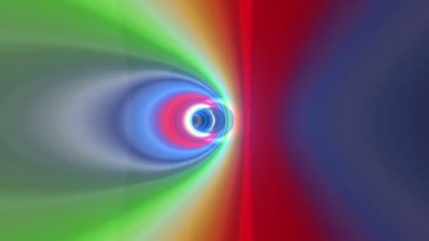 虹の同心円を持つ抽象的な縞模様の背景 マジックスピニング背景 サイケデリックトンネルカラフルな乗り心地 コンピュータがホログラフィックモーションの背景を生成しました シームレスループ — ストック動画
