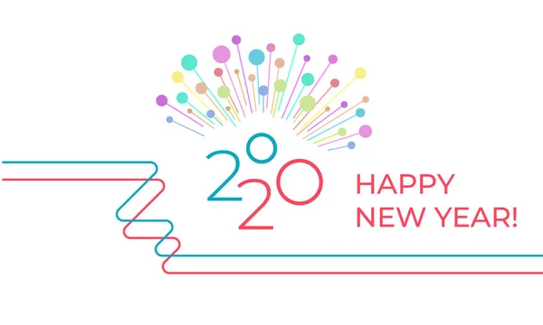 2020 szczęśliwego nowego roku! Świąteczna karta z życzeniami w minimalistycznym stylu liniowym — Wektor stockowy
