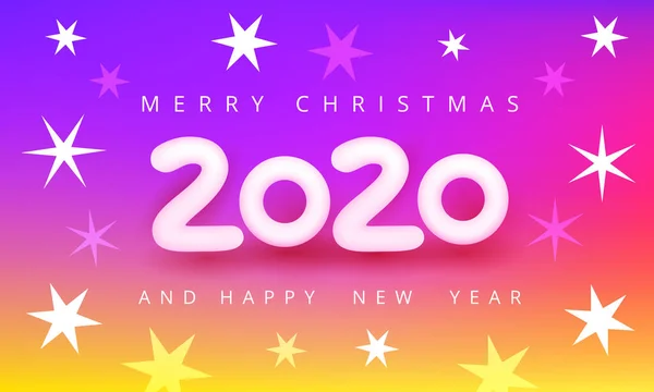 Buon Natale e felice anno nuovo 2020 colorato vettoriale illustrazione — Vettoriale Stock