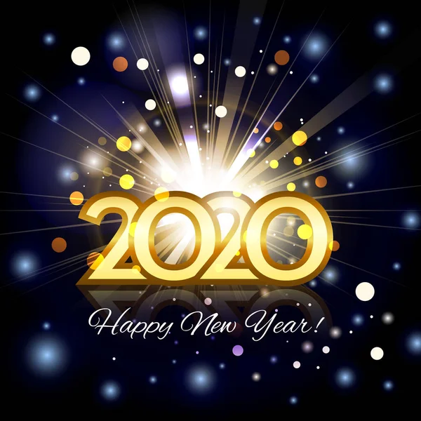 Guldnummer 2020. Gott nytt år gratulationskort — Stock vektor
