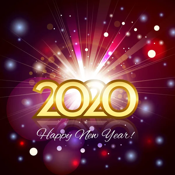 Guldnummer 2020. Gott nytt år gratulationskort — Stock vektor