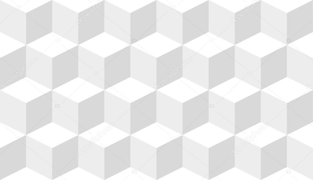 Abstract cube isometric background. Seamless wallpaper texture. White graphic design. Vector illustration