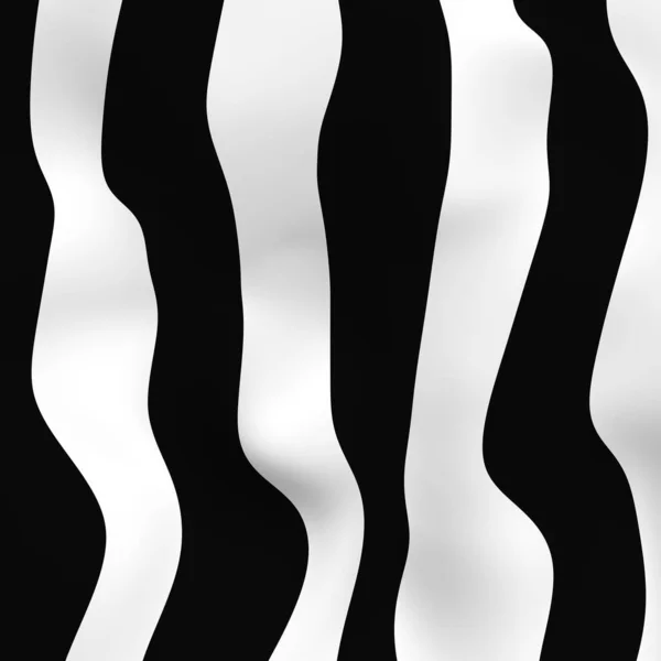 摘要黑白条纹波浪形背景 空间翘曲扭曲了抽象概念 未来主义设计 3D渲染说明 — 图库照片