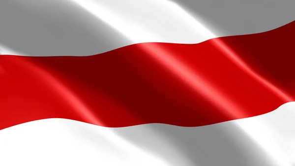 歴史的なベラルーシ人民共和国の旗が近くに波立っています 素晴らしい光沢のある国家ベラルーシ共和国の国旗が風に乗って飛びます ベラルーシのサイン シンボル アイコン 3Dベクトル図 — ストックベクタ