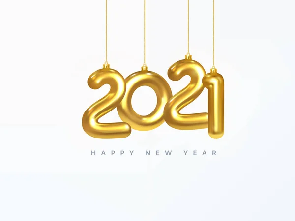 Tarjeta Año Nuevo 2021 Diseño Decoraciones Navideñas Colgadas Una Cadena — Archivo Imágenes Vectoriales