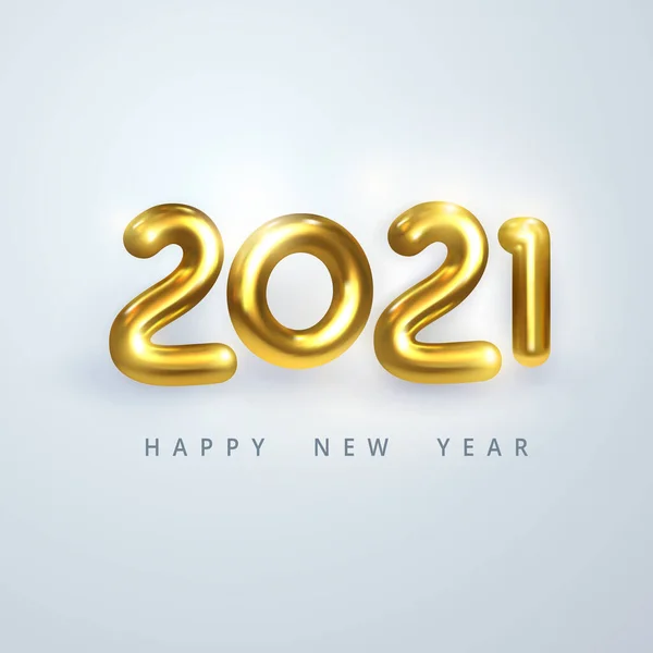 Feliz Ano Novo 2021 Números Metálicos Dourados 2021 Sobre Fundo —  Vetores de Stock