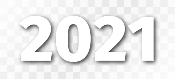 Numara 2021 Yeni 2021 Yılı Manşeti Şaretli Arkaplanda Saydam Gölgesi — Stok Vektör