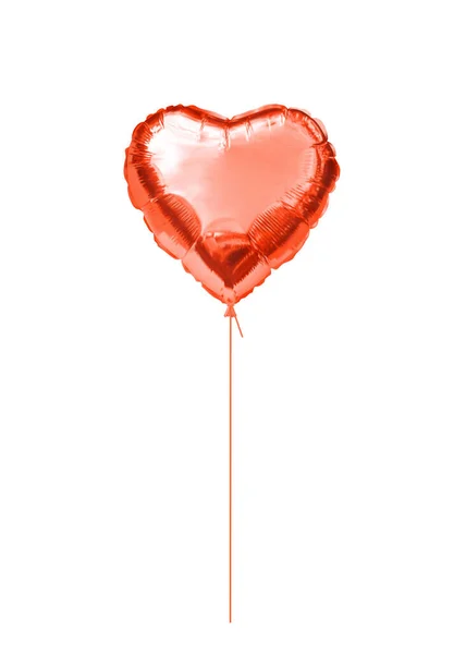 Coração Forma Balão Hélio Folha Vermelha Balão Inflado Realista Isolado — Vetor de Stock