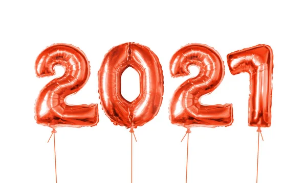 2021 Κόκκινο Αλουμινόχαρτο Μπαλόνι Ηλίου Ρεαλιστικά Φουσκωμένα Μπαλόνια Απομονωμένα Λευκό — Διανυσματικό Αρχείο