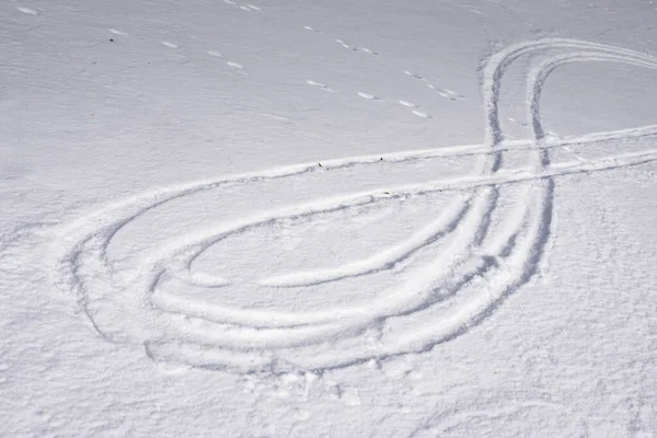 Pistes Dans Neige Comme Fond Abstrait — Photo