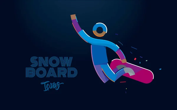 Snowboarder en un salto — Vector de stock