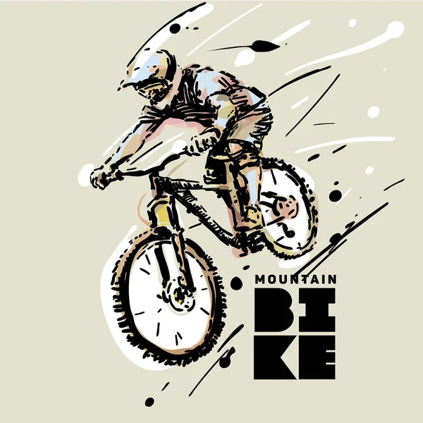 Afdaling. Mountainbike — Stockvector