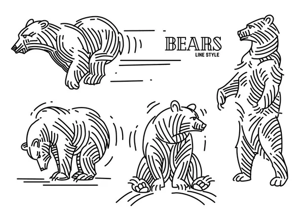 Иллюстрационный набор медведей — стоковый вектор