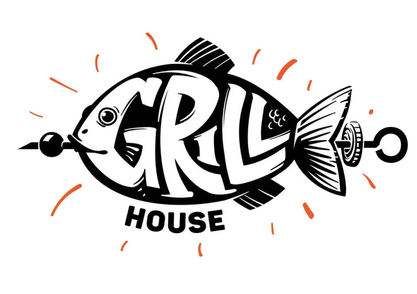 Pesce. Grill house — Vettoriale Stock
