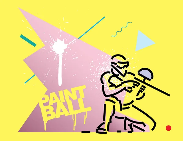 Joueur de paintball. Style plat — Image vectorielle