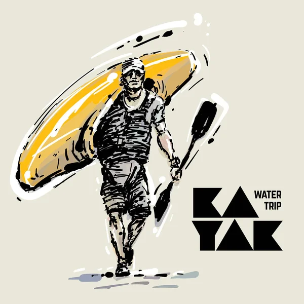 Kayaker. Illustration vectorielle — Image vectorielle