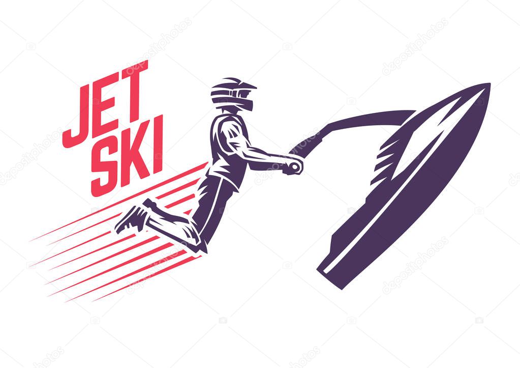 Jet skier in a jump. Sport emblem