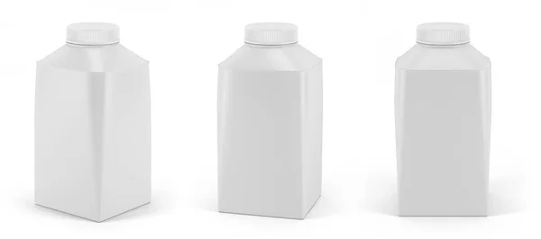 Conjunto de yogur blanco en blanco o paquete de leche con tapa — Foto de Stock