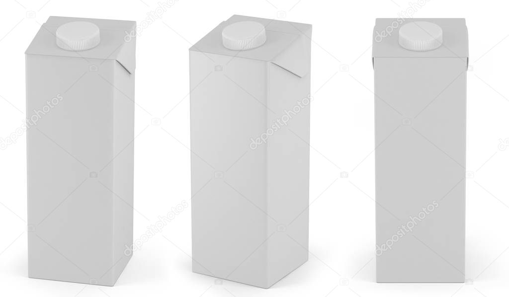 Retail package mockup set of juice or milk boxes