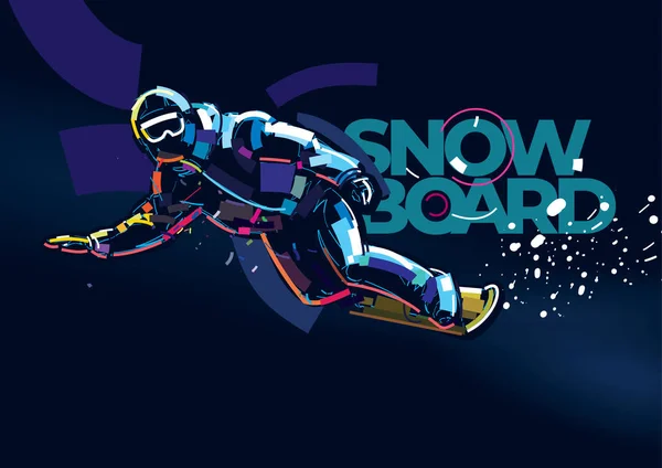 Snowboarder homem andando na encosta — Vetor de Stock