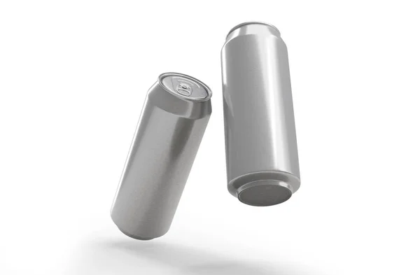 Wo aluminum cans in the air — Stock Photo, Image