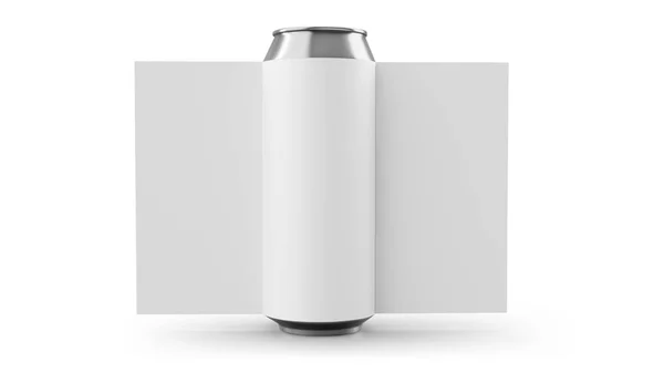 Latas de aluminio con etiqueta Aislado en blanco — Foto de Stock