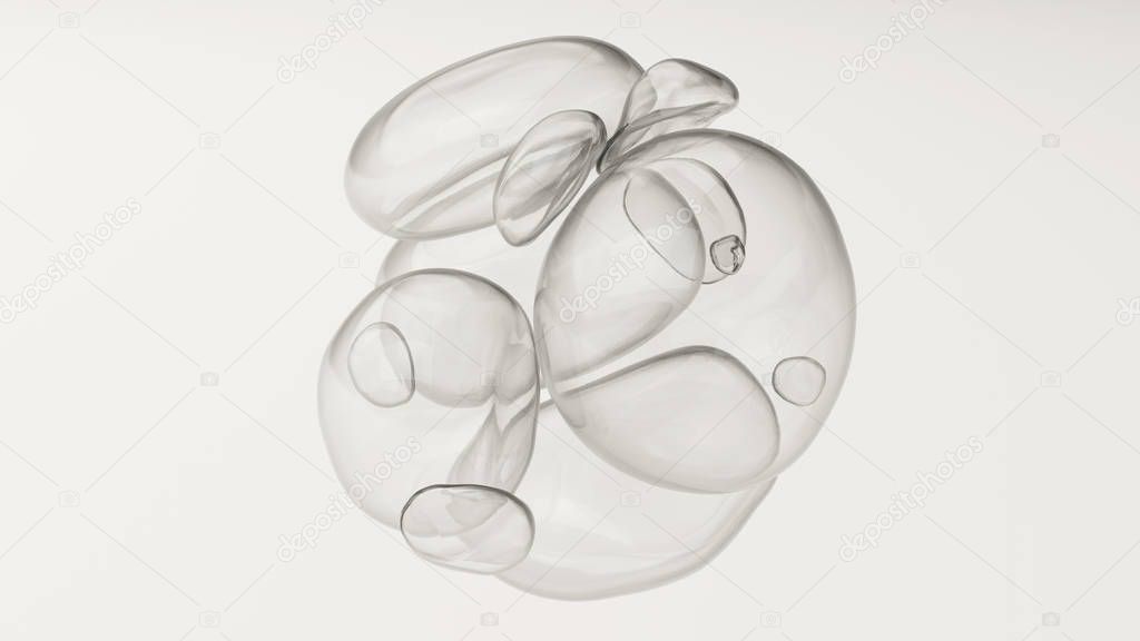 Transparent bubbles on white background