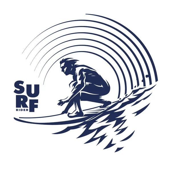 Surfer na fala ocean — Wektor stockowy