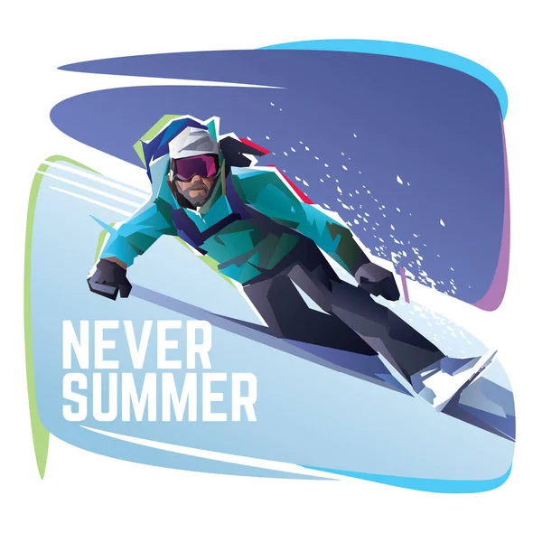 Le snowboarder glisse sur une montagne — Image vectorielle