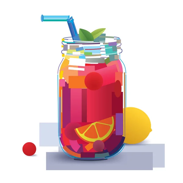 Cóctel de frutas jugosas — Vector de stock