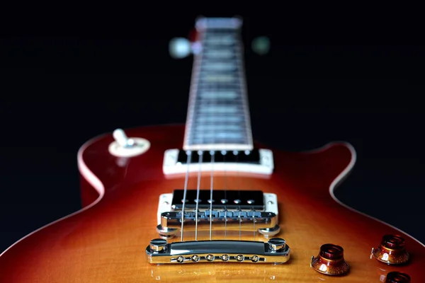 Electric Guitar Bridge Pick Up, Pots and Strings Stock Photo