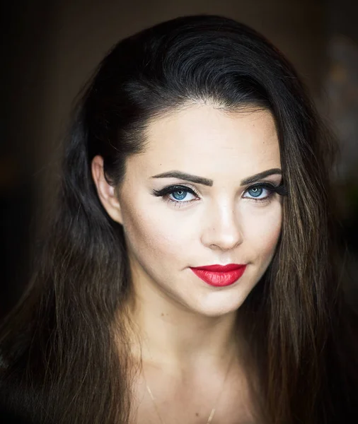 Femme Cosmétique Gros Plan Lèvres Rouges Portrait Beauté Pour Salon — Photo